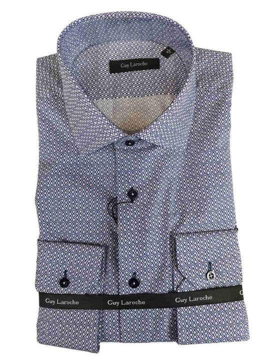 Guy Laroche Men's Shirt Long Sleeve Blue