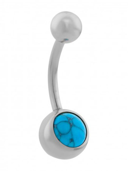 Poco Loco Bauchnabelpiercing aus Stahl Silber / Türkis