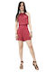 Women's Sleeveless One-piece Shorts Burgundy