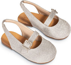 Babywalker Pantofi de botez din material textil pentru fetițe Argint