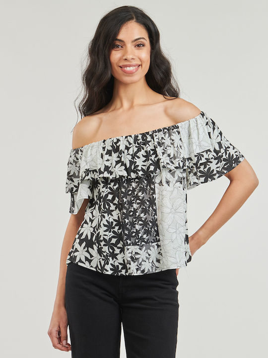 Desigual Γυναικεία Μπλούζα Off-Shoulder Κοντομάνικη Πολύχρωμη