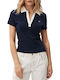 Tommy Hilfiger Women's Polo Blouse Short Sleeve Blue