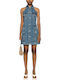 Summer Mini Shirt Dress Denim Blue