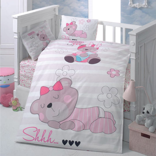 Beauty Home Бебешки Чаршаф За Количка Памук Бежов Розов 100x150бр