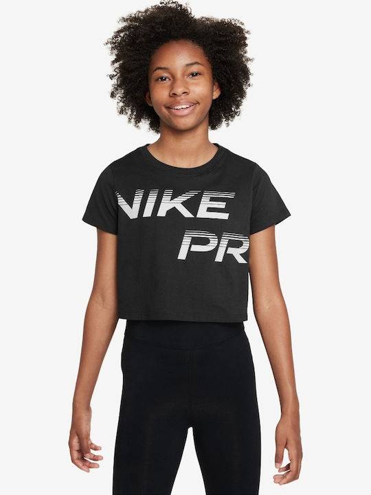 Kids' Crop Top Dri-Fit Short Sleeve Black Pro Dri-fit
