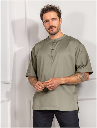 Le Nouveau Chef Rashguard Bucătar Bumbac Bărbat Kaki cu Mâneci scurte