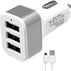 GloboStar Car Charger with Ports 3xUSB-A and Cable Type-C