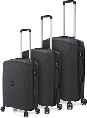 Benzi Travel Suitcases Black with 4 Wheels Set 3pcs