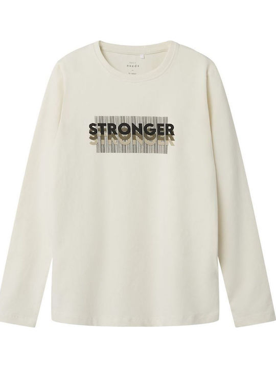 Name It Παιδική Μπλούζα Μακρυμάνικη Λευκό Stronger