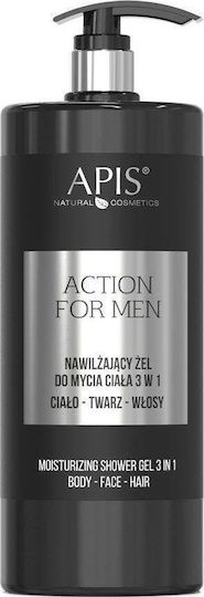 Apis Natural Cosmetics Schaumbad in Gel für Herren mit Hyaluronsäure Feuchtigkeitsspendend 1000ml