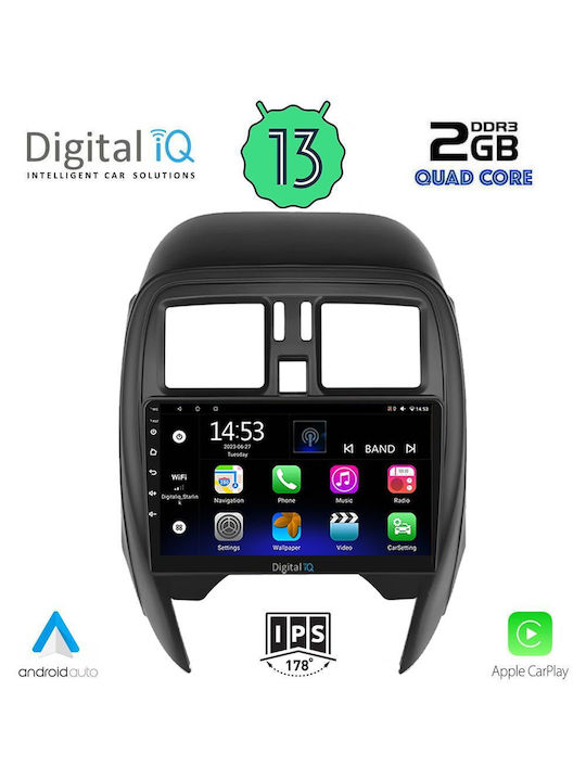 Digital IQ Car Audio System for Nissan Micra 2014-2017 (Bluetooth/USB/WiFi/GPS/Apple-Carplay/Android-Auto) with Touch Screen 9"