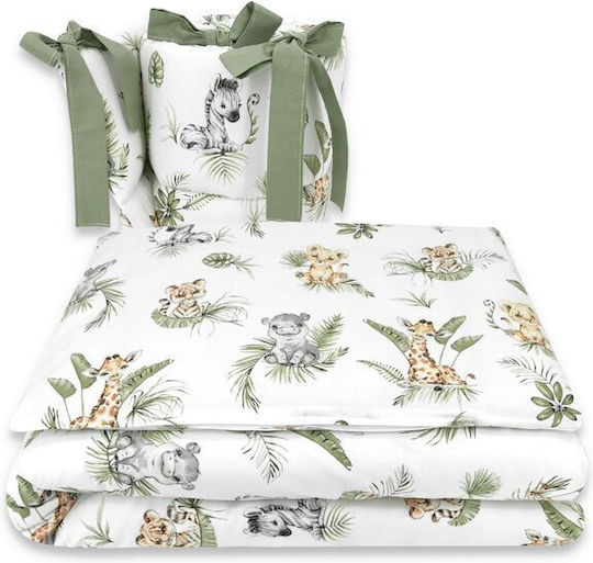 Qmini Set Lenjerii De Patut Bebe Pentru Patut Din Bumbac Multicolore 60x120cm