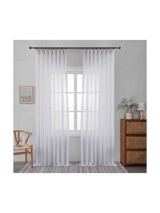 My Home Luxury Κουρτίνα με Τρέσα Λευκή 270x280εκ.