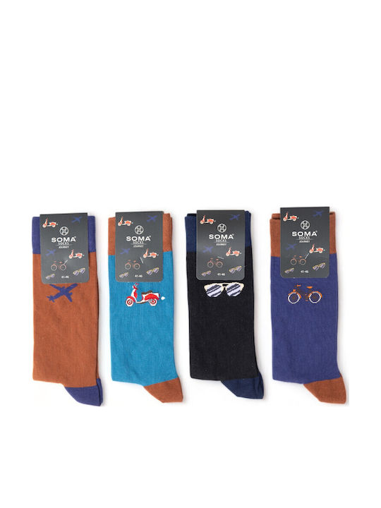 Closet22 Ανδρικές Κάλτσες με Σχέδια Πολύχρωμες 4Pack