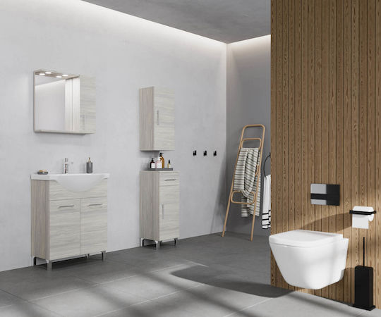 Savinidue Rovere Πάγκος με Νιπτήρα & Καθρέπτη Rovere Grigio