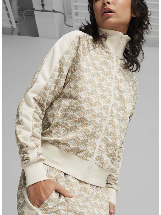 T7 Women's Short Sports Jacket for Winter Beige