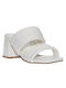 Malena Leather Women's Sandals White with Chunky Medium Heel