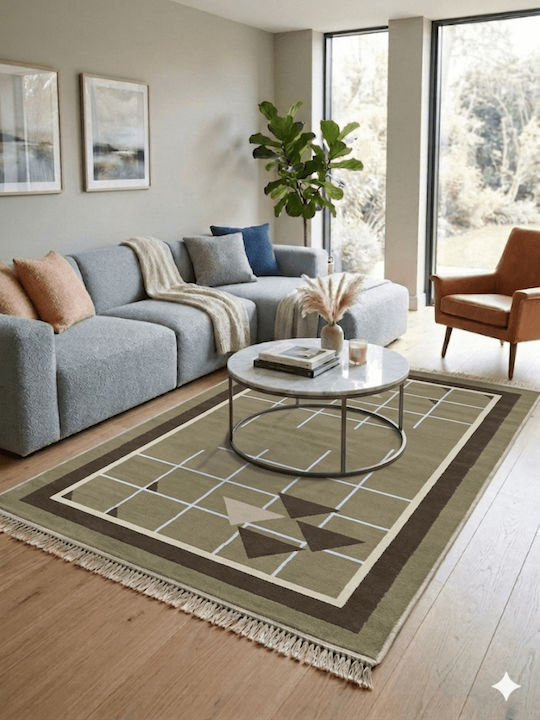 Louvro Rug Rectangular with Fringes Beige