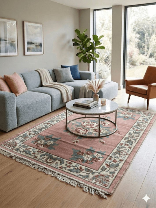 Louvro Rug Rectangular with Fringes Pink