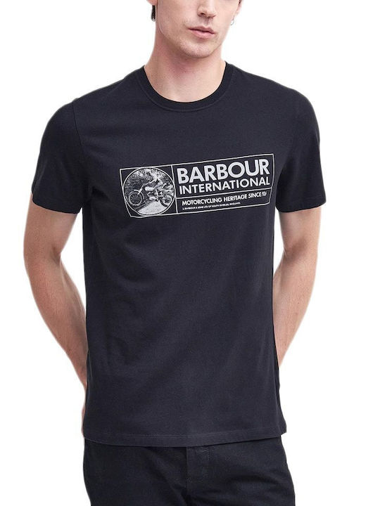 Barbour Мъжка Блуза с Къс Ръкав Черно