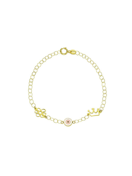 Olvios Kids Bracelet from Gold 9K with Evil Eye