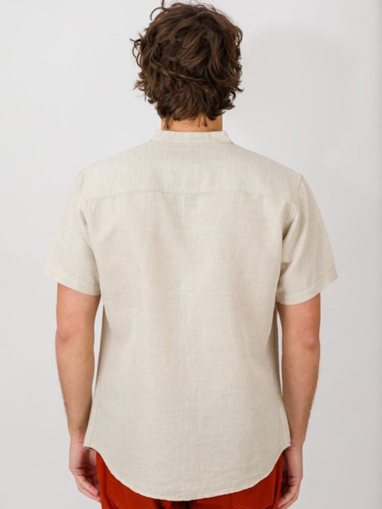 Natural Line Men's Shirt Short Sleeve Linen Ekru