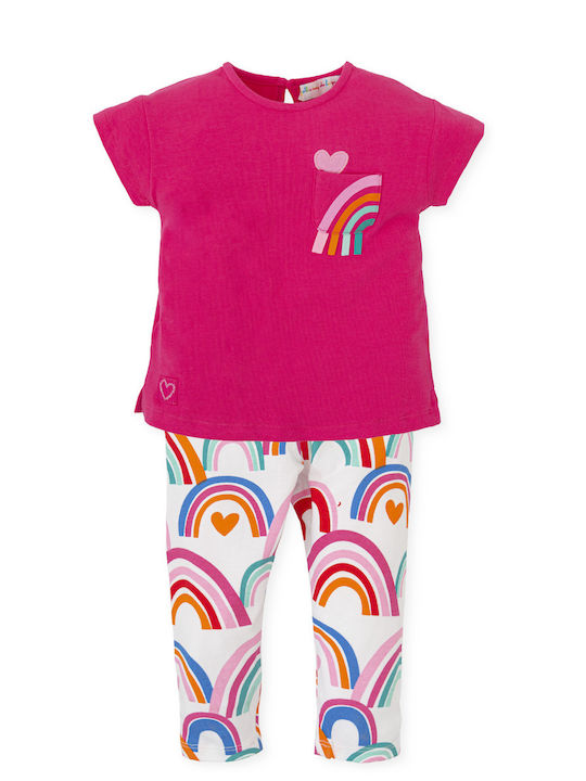 Set pentru copii cu colanți Vară 2buc Fuchsia