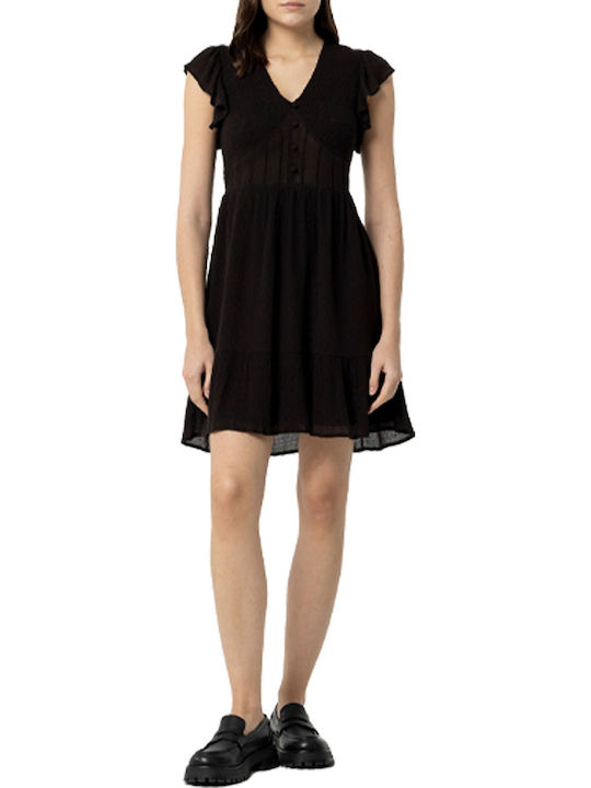 Tiffosi Mini Shirt Dress Dress with Ruffle Black