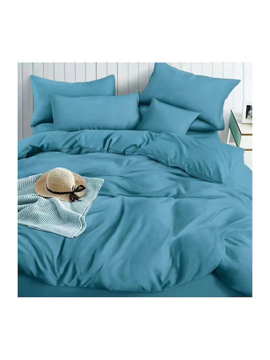 My Home Luxury Duvet Cover Set Queen with 2 Pillowcases 220x240 Blue (#