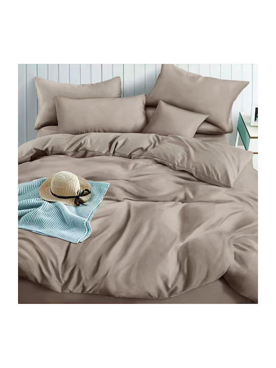My Home Luxury Duvet Cover Set Queen with 2 Pillowcases 220x240 Mocha