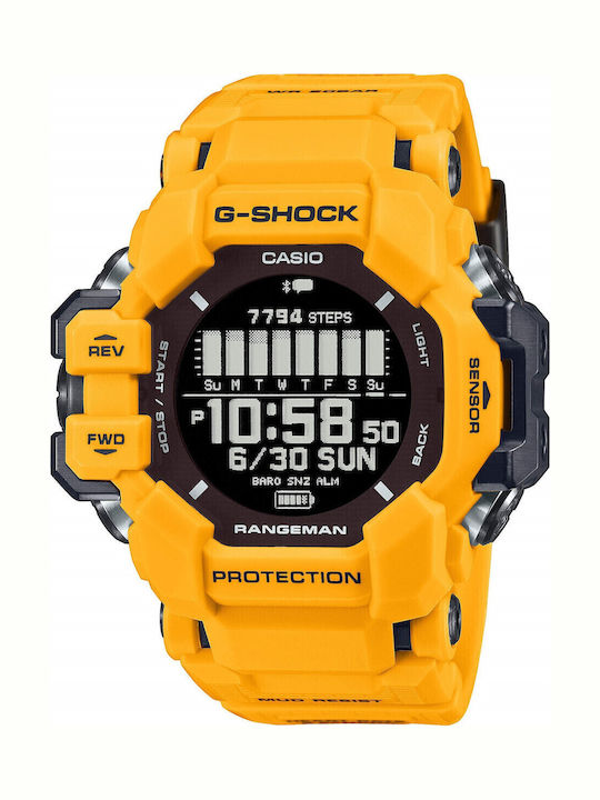 Casio G-shock Ceas Digital Pentru Bărbați 53.2mm Cronograf Cu Baterie Și Curea Din Cauciuc Galbenă