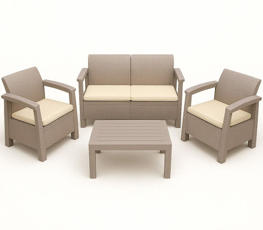 Set Cameră De Zi 4 Piese Cappuccino Cu Perne Set Cameră De Zi 4 Piese Cappuccino Cu Perne