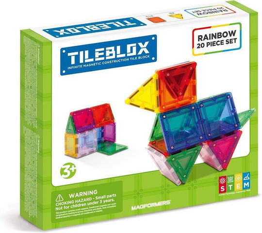 Magformers Τουβλάκια Tileblox Rainbow για 3+ Ετών 20τμχ