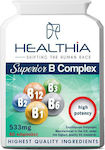 Healthia B-Komplex für Energie, das Immunsystem, die Haare, die Haut & die Nägel 533mg Vitamine 60 Mützen