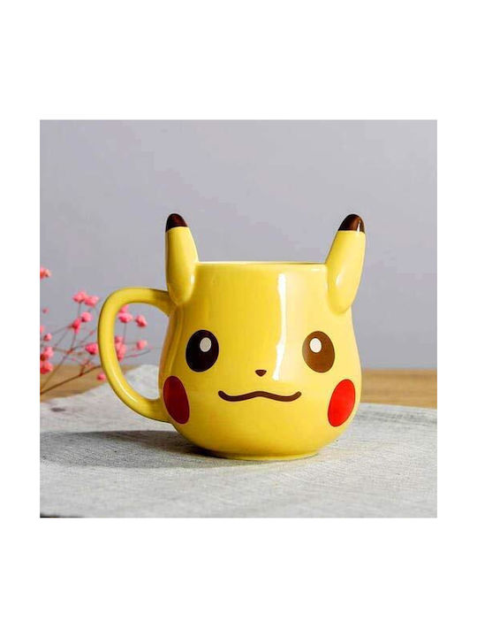 Picachu Mug Ceramic with Lid Yellow 400ml 1pcs