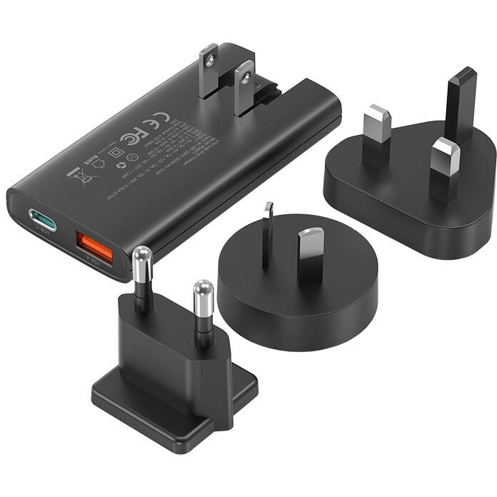 Choetech PD6011 PD65W GaN slim USB-A+C mini charger (black)