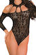 Dupu Bodystocking Sexy Plasă Negru