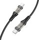 Borofone USB 2.0 Кабел USB-C мъжки - USB-C 60W PD Черен 1.2m