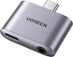 Ugreen Konverter USB-C männlich zu 3.5mm / USB-C weiblich Gray 1Stück (CM231)