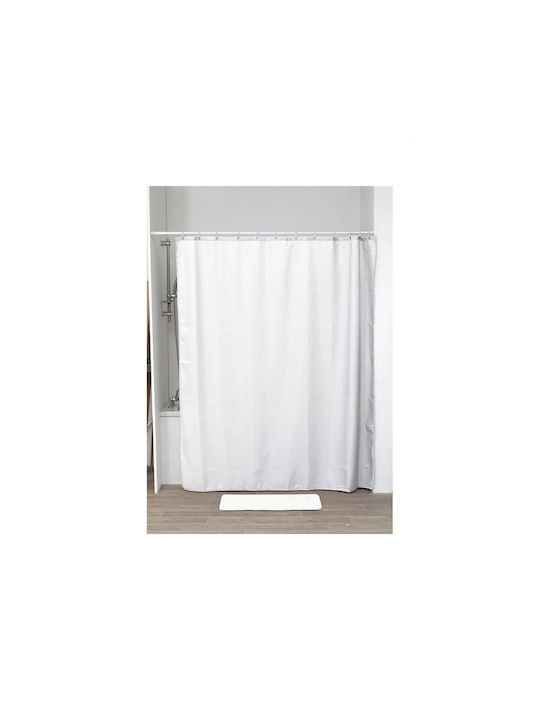 Plastona Κουρτίνα Μπάνιου Υφασμάτινη 180x200cm Λευκή