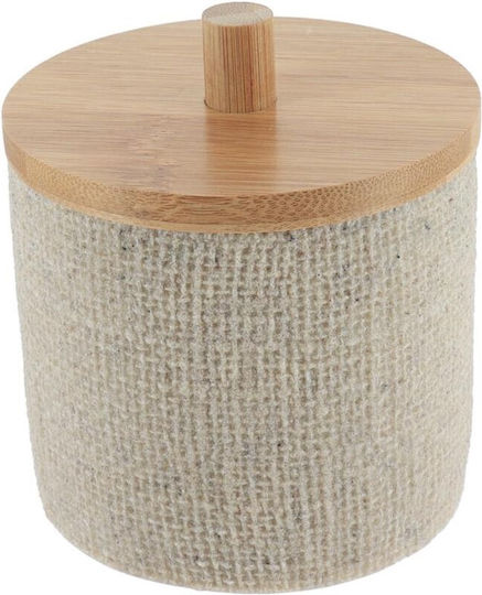 Atmosphera Beige General Use Vase with Wooden Lid 9.5x5x9.5cm