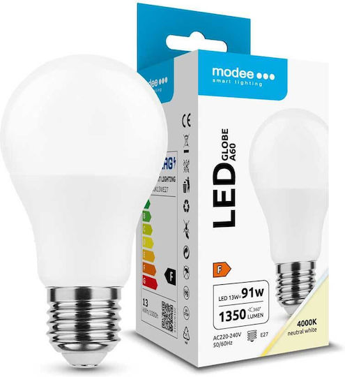 Modee Lighting LED Bulb 13W 120mm for Socket E27 and Shape A60 Natural White 1350lm