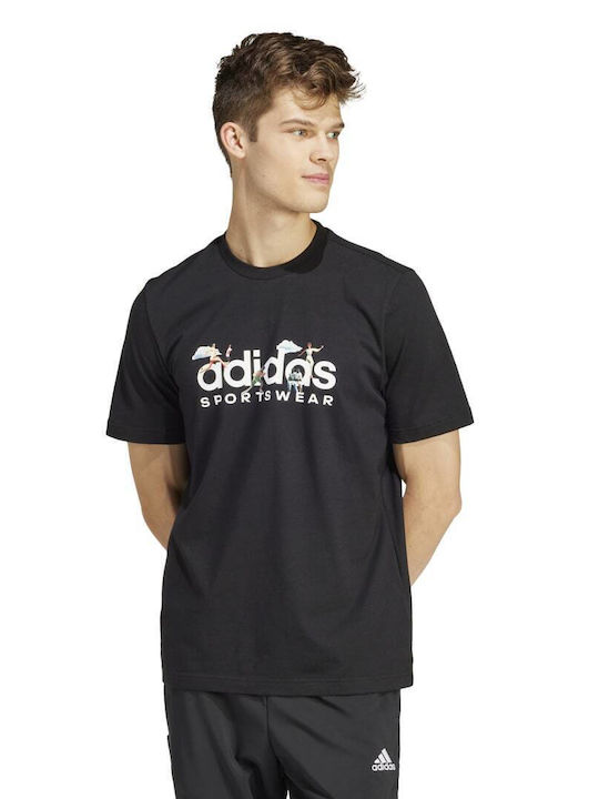 Adidas Ανδρικό Αθλητικό T-shirt Κοντομάνικο Μαύρο