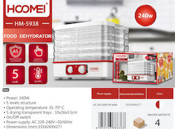 Hoomei Food Dehydrator with 5 Shelves and Adjustable Temperature 35-70°C