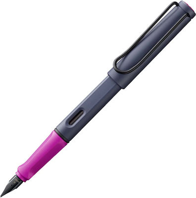 Lamy Safari Schreibfeder Fein Rosa aus Plastik mit Schwarz και Blau Tinte