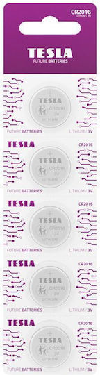 Tesla Batteries Vinnic Lithium Uhrenbatterien CR2016 3V 5 Stück