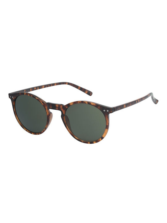 Jack & Jones Sunglasses with Camel Tartaruga Plastic Frame and Green Lens 12184899