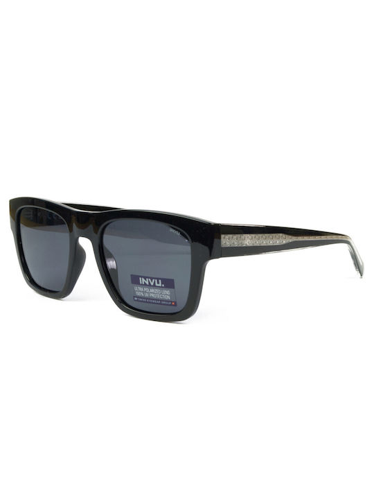 Invu Men's Sunglasses with Black Plastic Frame and Black Lens IB22440A