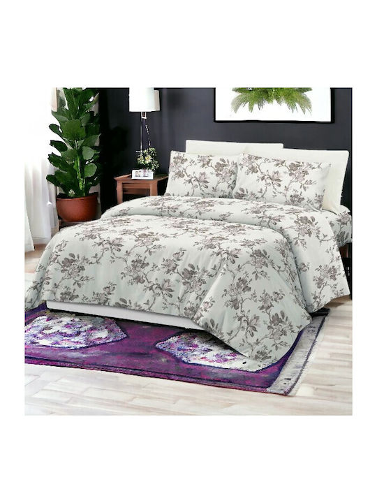 To megalo pazari Sheet Sets Queen with Elastic 160x240cm. Ecru 4pcs