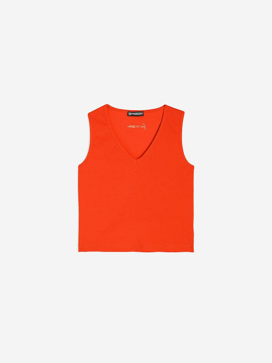 Freddy Women's Athletic Blouse Sleeveless with V Neckline Coral